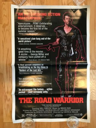 Mel Gibson Movie Poster 1 Sheet,  Cult Classics,  The Road Warrior,  Mad Max