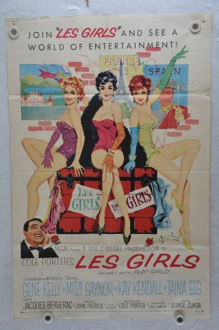 1957 Les Girls 1sh Movie Poster Gene Kelly,  Mitzi Gaynor,  Kay Kendall