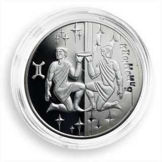 Ukraine 5 Hryvnas Signs Of The Zodiac Gemini Silver Proof Coin 2006