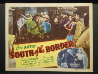 Gene Autry South Of The Border 1939 R40s Title Lobby Card Vf Western Mary Lee