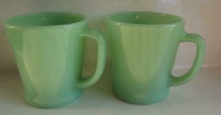 2 Vintage Jadeite Fire King Coffee Cups Mugs