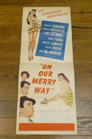 On Our Merry Way 1948 Vintage Poster Sheet 14 " X 36 "