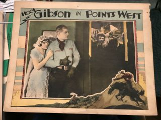 Points West 1929 Universal 11x14 Silent Western Lobby Hoot Gibson Alberta Vaughn