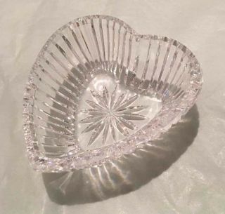 Waterford Cut Glass Crystal Heart Shape Deep Candy Trinket Dish Bowl Signed