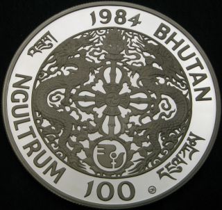 BHUTAN 100 Ngultrum 1984 Proof - Silver - Decade for Women - 2181 ¤ 2