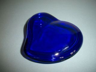 Tiffany & Co.  Elsa Peretti Cobalt Blue Glass Heart Jewelry Trinket Box Signed