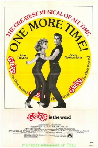 Grease Movie Poster 17x24 Unfolded Mini - Sheet Size R1980 Very Fine Olivia Newto