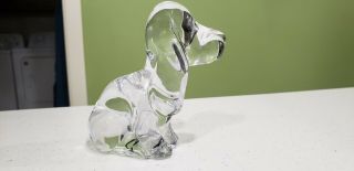 Vintage Daum France Crystal Basset Hound Dog Figurine
