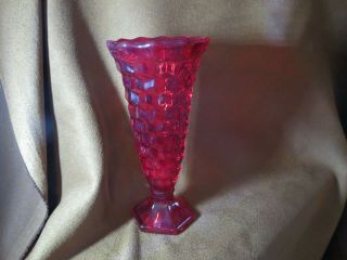 Fostoria - Ruby Red Bud Vase - 6 " Tall - Hexagonal Base