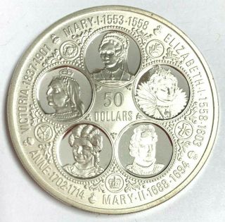 Cayman Islands 1975 Silver $50 Sovereign Queens England Elizabeth No Reserve_57