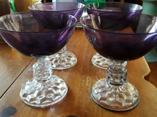 4 Vintage Fostoria American Lady Sherbet Goblets 4 1/8” Amethyst Purple