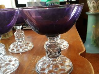 4 Vintage Fostoria AMERICAN LADY Sherbet Goblets 4 1/8” Amethyst Purple 3