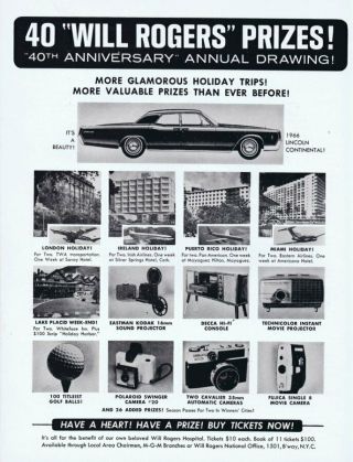 1966 Lincoln Continental / Will Rogers Vintage 9x12 Industry Ad