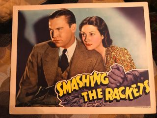 Smashing The Rackets 1938 Rko Crime Lobby Card Chester Morris Frances Mercer