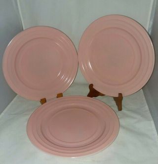 Hazel Atlas Moderntone Platonite 9 " 3 Pink Dinner Plates Depression Glass