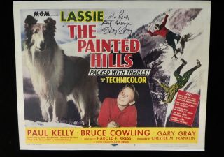 Lassie The Painted Hills Lobby Card Signed By Gary Gray.  No 51/140.  11 " X14 " 1951
