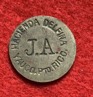 Puerto Rico Hacienda Delfina Yauco 1 Real Ja: Juan Amill Token - Scarce