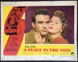 Close Up Of Montgomery Clift Shelley Winters Place In The Sun Lobby Card 595