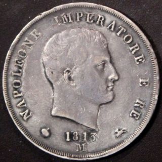 Italian States Kingdom Of Napoleon 1813m 5 Lira Km 10.  4 560023