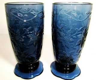 PRINCESS HOUSE Set of 2 FANTASIA Sapphire Blue WATER GLASS 18 oz Tumbler Crystal 3