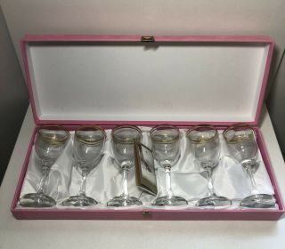 Cristalleria Fratelli Fumo Wine Glasses Gold Trim Set Of 6