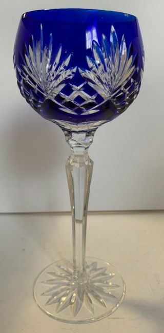 Essex Crystal Wine Hock Cobalt Blue Crystal Clear Industries 8 1/4 "