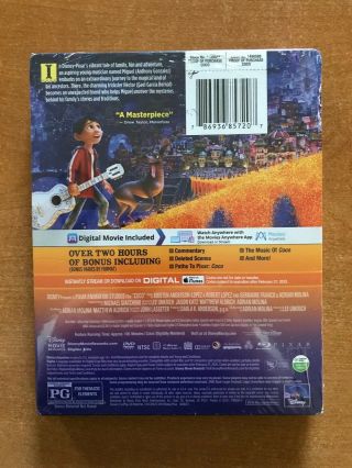 COCO Disney.  Pixar Blu Ray/DVD/Digital Collectible Steelbook Exclusive Best Buy 3