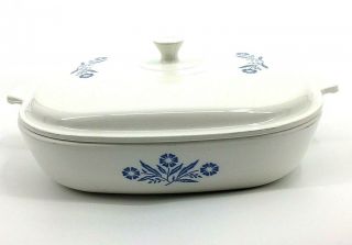 Corning Ware Blue Cornflower 10” Casserole Dish With Solid White Lid