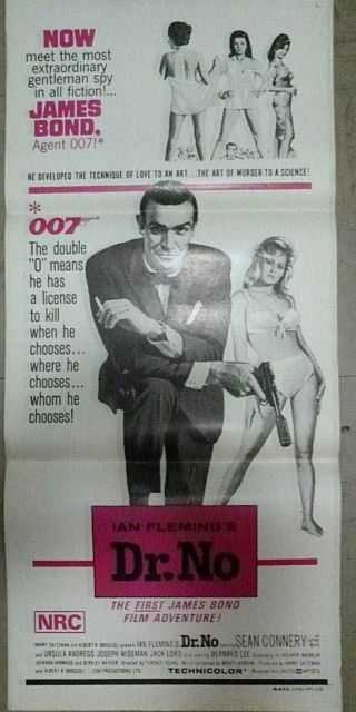 Dr No (1962) Aust Orig Daybill.  Sean Connery As James Bond 007