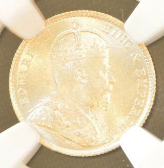 1904 China Hong Kong 5 Cent Silver Coin Ngc Ms 64