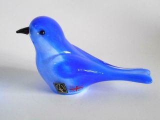 Langham Glass England Blue Bird Figurine Artist Signed Paul Miller