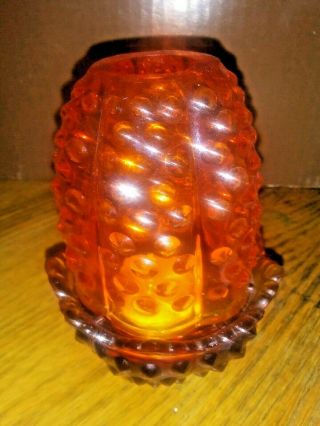Fenton Amberina Glass Hobnail Fairy Lamp Candle Holder