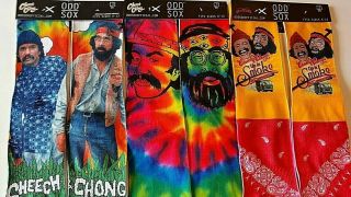 Cheech & Chong 3 Pair Socks Stand Up Grass Tie Dye Up In Smoke 40th Anniversary