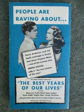 Vintage 1947 Rko Daily Reminder The Best Years Of Our Lives,  Weissmuller Tarzan