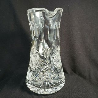 American Brilliant Cut Crystal Pinwheel Cut Glass Pitcher 6” Tall x 3 