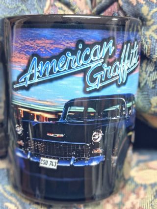 American Graffiti Custom Coffee Mug 1932 Ford Coupe & 1955 Chevy Mel 