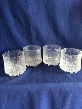 Set Of 4 Iittala Ultima Thule 3 Footed Glass Drinking Glasses
