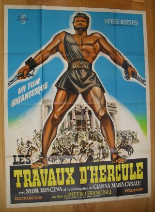 Hercules Peplum Steve Reeves French Movie Poster 63 " X47 " R60s