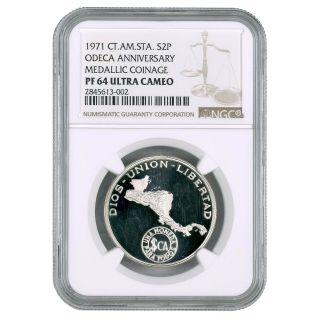 Central American States Odeca 2 Pesos 1971 Ngc Pf 64 Ultra Cameo X 12 Comm.