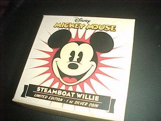 2014 Mickey Mouse Steamboat Willie 1 Oz Silver Coin W/coa - - Low (16 Of 10,  000)