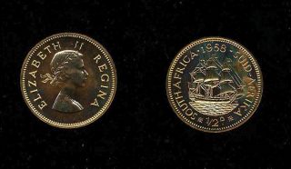 South Africa Elizabeth Ii 1958 1/2 Penny (half - Penny) Proof Coin