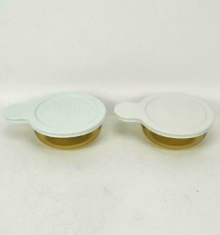 Corning Visions Heat - N - Eat Grab Its Bowls Set Of 2 W/ Plastic Lids V - 150 - B Amber