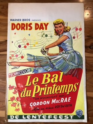 Belgian Movie Poster 14x22: On Moonlight Bay (1951) Doris Day