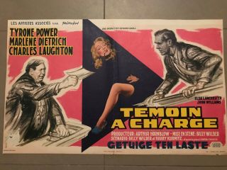 Belgian Movie Poster 14x22: Witness For The Prosecution (1957) Marlene Dietrich