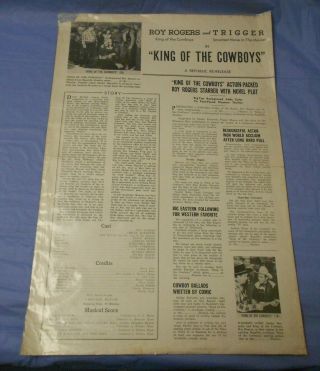 King Of The Cowboys (1943) Roy Rogers & Trigger Western Pressbook