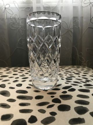 Vintage Royal Doulton Cut Glass Bud Vase Clear Criss Cross Diamond 7” Htf