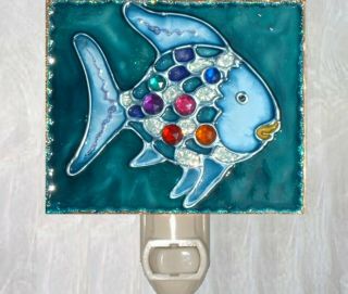 Personalize Rainbow Fish Nightlight Wall Plug In Under The Sea Nursery Gift 2