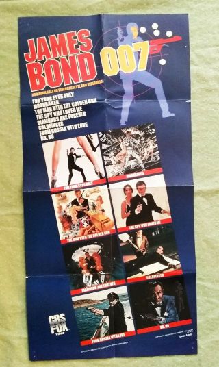 James Bond 007 Vintage Cbs Fox Home Video Poster 1983 Dr No Spy Golden