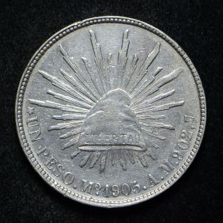 1905 Mo - Am Mexico Silver Un Peso (cn7242)