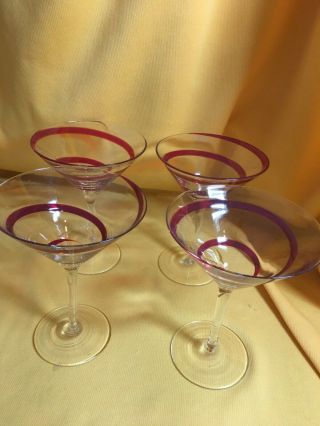 Pier 1 Imports Swirline Red 6 5/8 " Martini Glasses